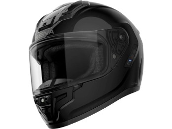 Phantom schwarz glänzend Integralhelm mit 60S Headset Mesh 3.0 Intercom LED-Beleuchtung KI Bremslichter ECE 22.06