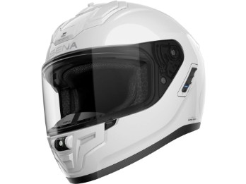 Phantom weiß Integralhelm mit 60S Headset Mesh 3.0 Intercom LED-Beleuchtung KI Bremslichter ECE 22.06