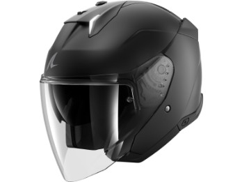 Skwal i3 JET Blank Matt Schwarz Jethelm ECE 22.06 Full-LED integrierte Bremslichter