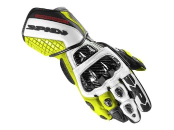Carbo Track Evo blau gelb Motorradhandschuhe CE Leder mit Protektoren