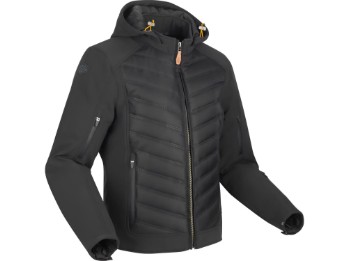 Natcho 2 schwarz gelb Motorradjacke CE Softshell Kapuze mit Protektoren