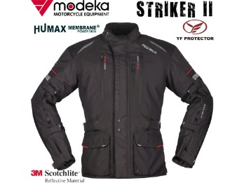 Motorradjacke Striker II 2 schwarz wasserdicht Humax 3M Thermofutter Protektoren
