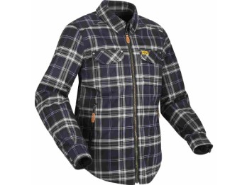 Traffic Lumberjack weiß marine Holzfäller-Motorradhemd CE AA Soft Tartan atmungsaktiv mit Protektoren