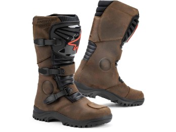 Overlander WP braun Motorradstiefel Adventure Touring Leder wasserdicht CE
