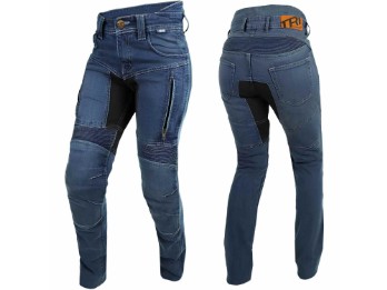 Parado Doublelayer blau | Slim Fit CE AAA Damen Motorradjeans mit Tri-Stretcher Pro und Protektoren