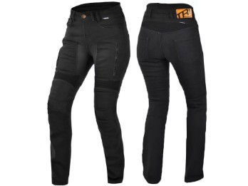 Parado Doublelayer schwarz | Slim Fit CE AAA Damen Motorradjeans mit Tri-Stretcher Pro und Protektoren