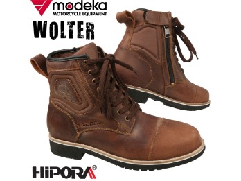 Stiefel Wolter aged braun Leder Urban wasserdicht Hipora Reißverschluss mit CE