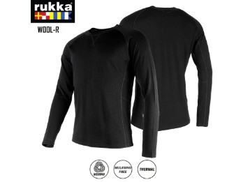 Motorradlangarmhemd Wool-R schwarz weich, bequem und atmungsaktiv