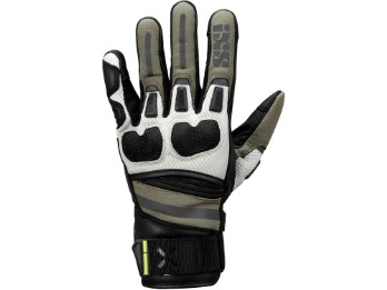 Montevideo Air 2.0 schwarz olive hellgrau Motorradhandschuhe Leder Mesh CE Protektoren Touch