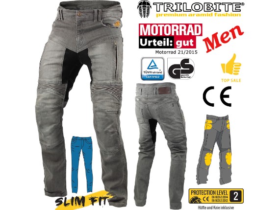 Trilobite Parado Slim-Fit Herren Motorradjeans Aramid Jeans Hose mit Protektoren 