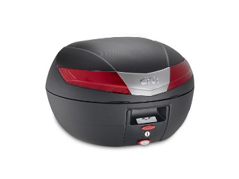 V40 Topcase schwarz mit roten Reflektoren