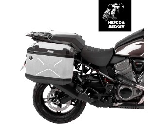 Hepco&Becker Kofferset silber inklusive Trägern CUTOUT passend für Harley Davidson Pan America 