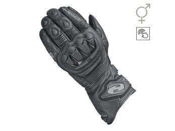 Sportliche Leder Motorrad Handschuhe EVO-Thrux II mit Aramid schwarz Kurzgröße