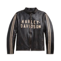Sleeve Stripe Leder Jacke 