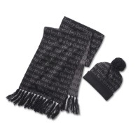Beanie & Schal Set Schwarz