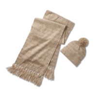 Beanie & Schal Set Hellbraun