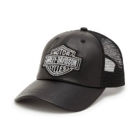 Bling Bar & Shield Trucker Leder Cap