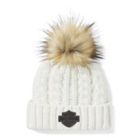 Mütze Leather Patch Pom 