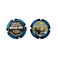 POKER CHIP CUSTOM BLUE METALLIC