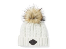 Mütze Leather Patch Pom 
