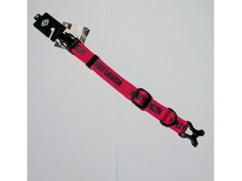 Hundehalsband Nylon H-D Schriftzug schwarz und pink