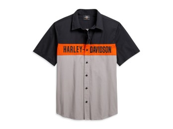 Schwarz, Orange Harley-Davidson Biker Herren Hemdjacke Karo schwarz/orange 