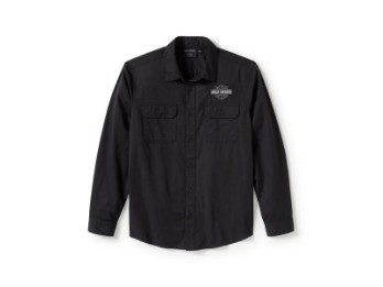 Hemd Bar & Shield Solid Black 
