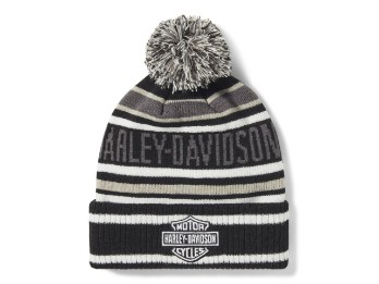 Mütze H-D Stripe Pom Grey