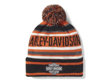 Mütze H-D Stripe Pom Orange 