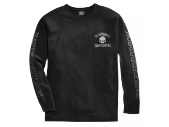 Langarm-Shirt Skull Black