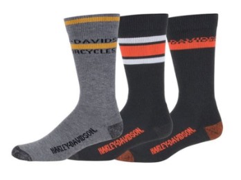H-D Socken Orange Stripe Riding - 3er Set