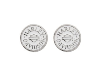 Ohrstecker Round White Colored Enameled