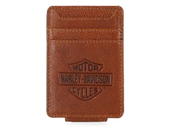 Geldclip mit Kartenfächern Cognac