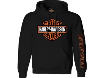 Hoodie Bar & Shield Black/Orange 