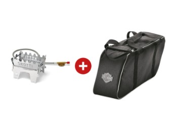 Gaskocher-Bundle: SKOTTI Booster + Harley-Davidson Satteltaschen-Kühltasche 90200991