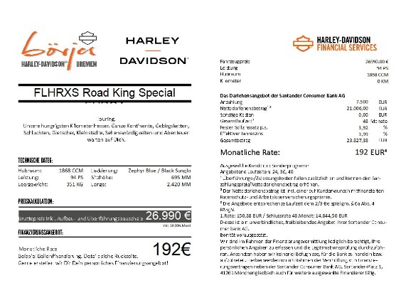 Harley-Davidson FLHRXS Road King Special EURO4, 5HD1KVP48LS637285