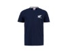 blaues T-Shirt mit kleinem weißem Hondaflügel