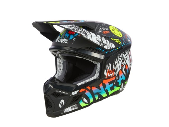 2024_ONeal_3SRS Youth Helmet RANCID V.24_black_white_45_front_left