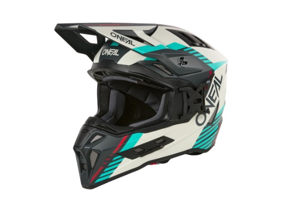 2025_ONeal_EX-SRS Helmet QUIN V.25_gray_teal_45 front_left