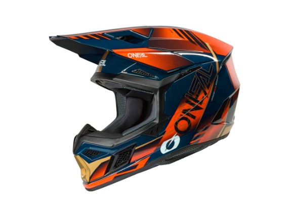 2026_ONeal_3SRS Helmet HAZE V.26_blue_orange_gold_45_left