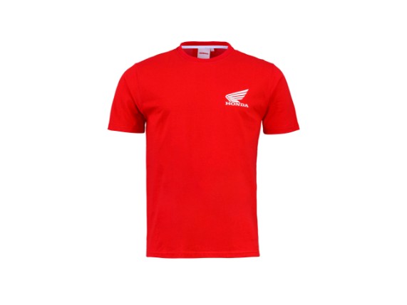 rotes T-Shirt mit weißem Hondaflügel klein
