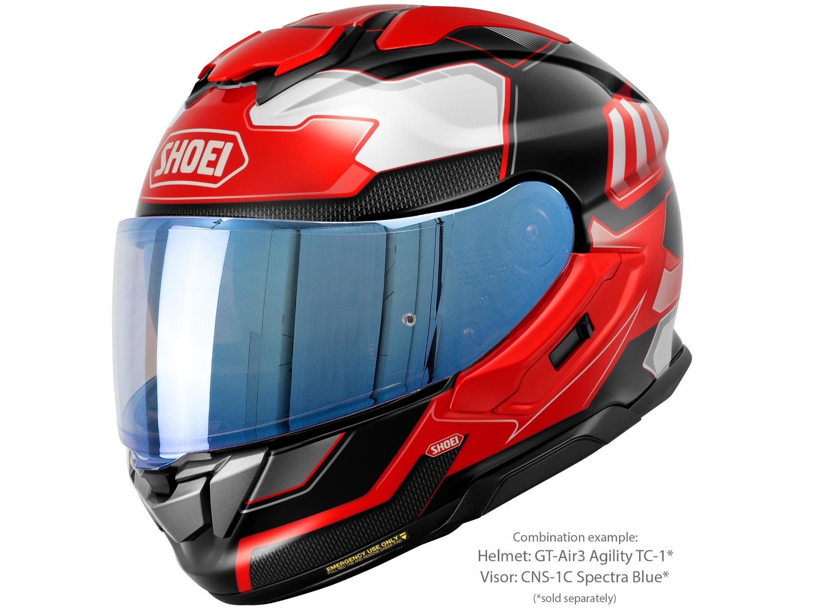 GT-Air 3 Agility TC-1 Motorcycle Helmet with Sun Visor Red White Black