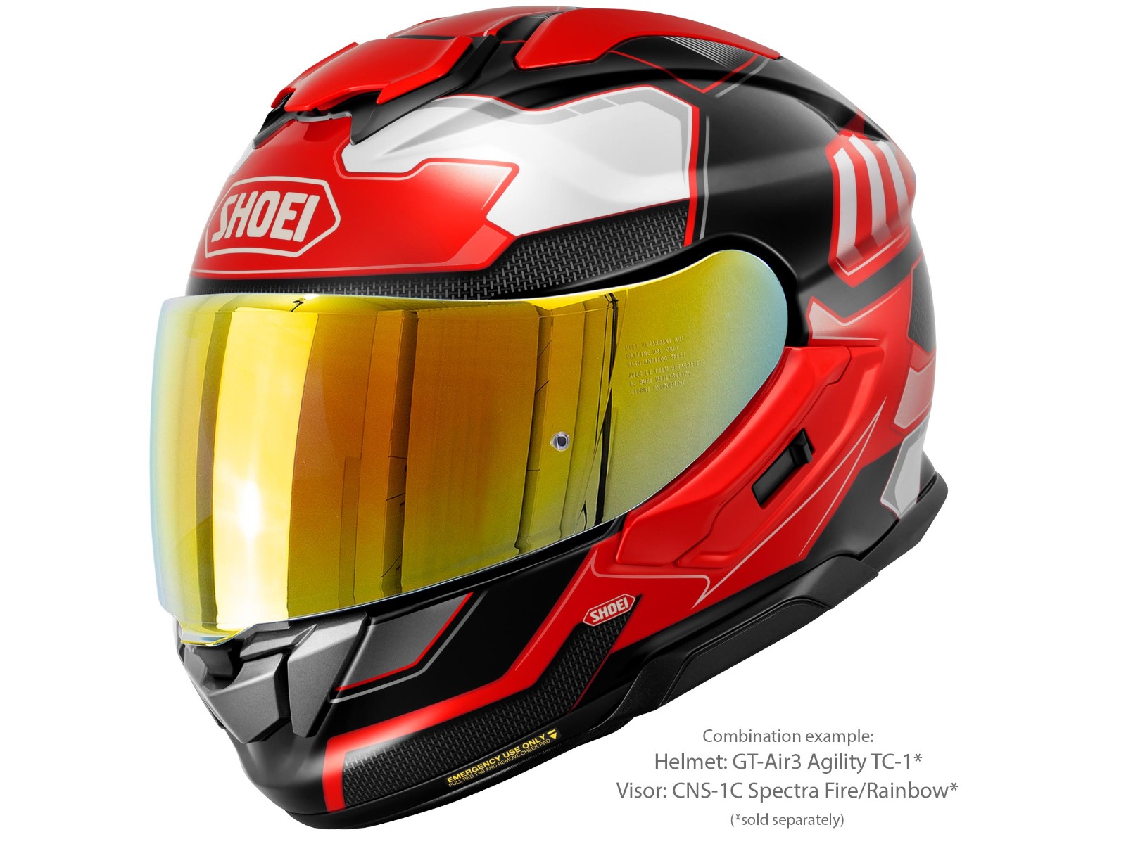 GT-Air 3 Agility TC-1 Motorcycle Helmet with Sun Visor Red White Black