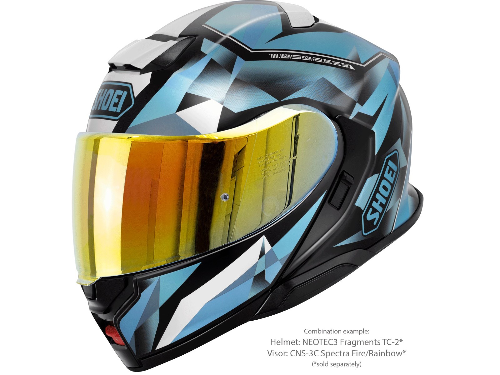 Neotec 3 Fragments TC-2 Blauw Wit Mat Motorfiets Flip-Up Helm
