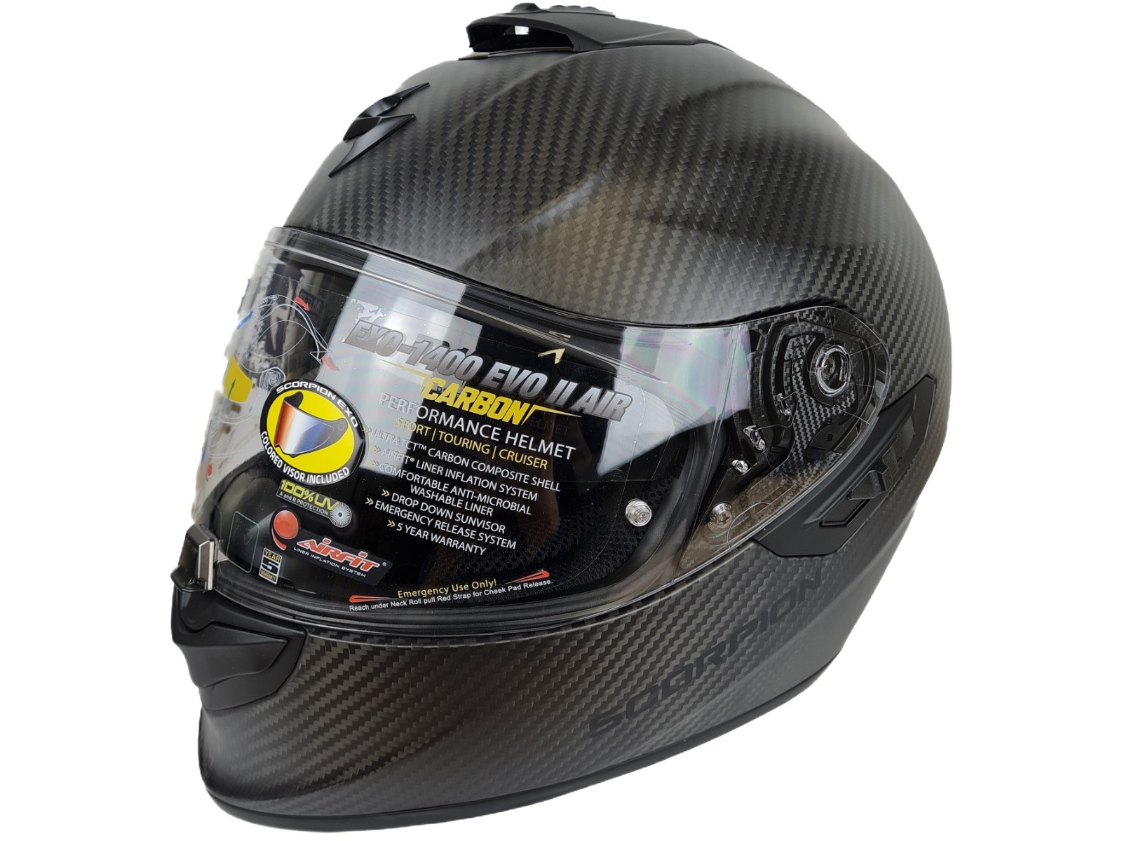 EXO-1400 Evo II Carbon Air Solid Motorrad Helm, Carbon Matt