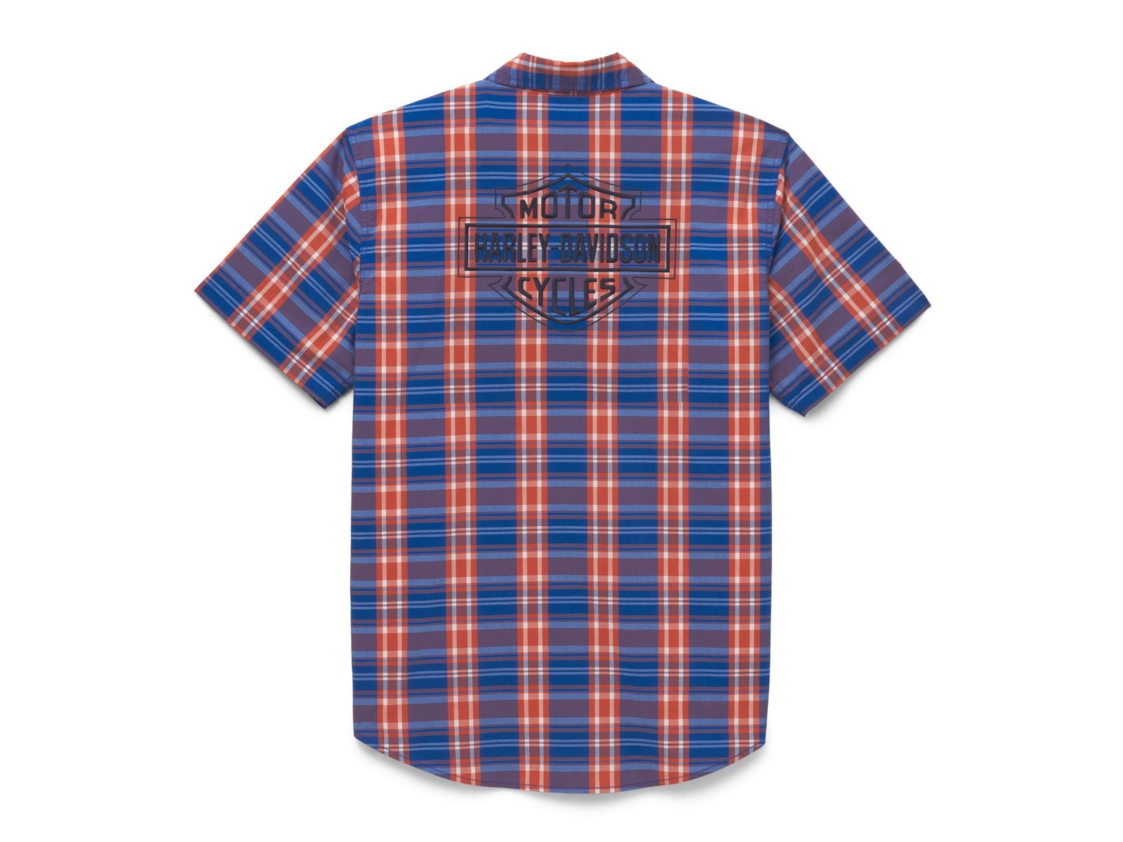 B&S Orange Plaid Shirt Herren kurzarm Hemd