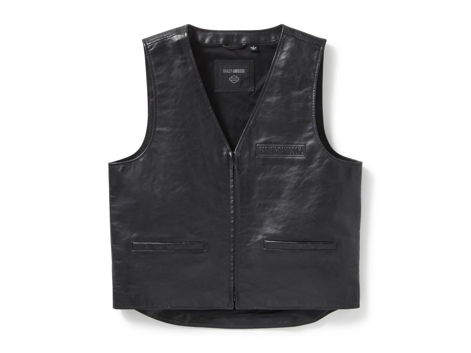 Men's Genuine Leather Biker Vest – Seamless Cowl Design – Black, Collarless, Zipper Front (MDM9216)