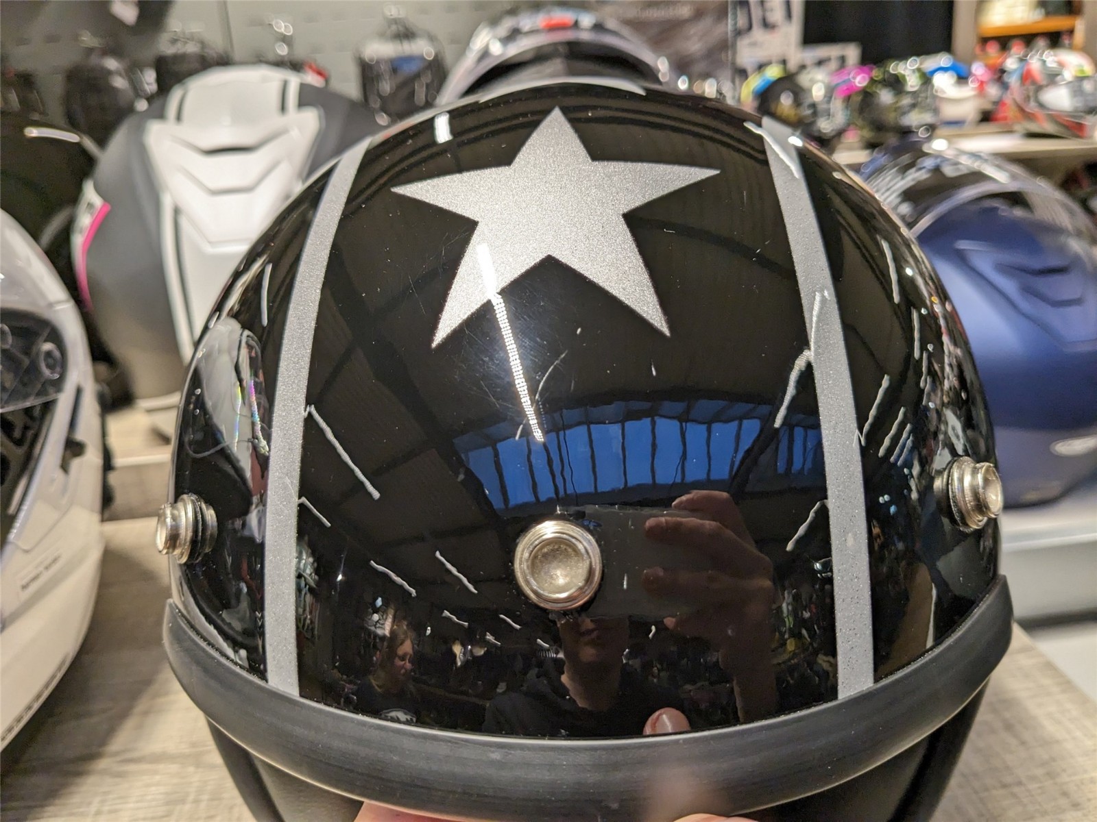 CASCO JET / NEGRO BRILLO - Custom Center-Harley & Custom