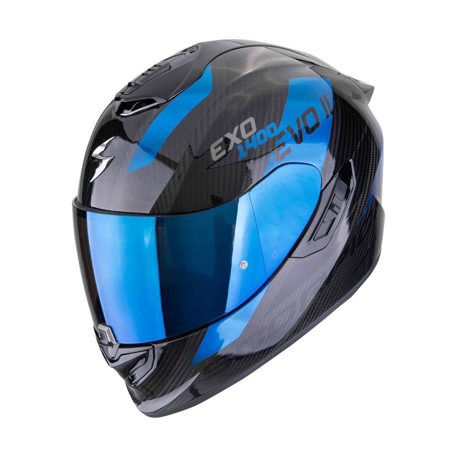Casque de moto EXO-1400 Evo II Carbon Air Platted, noir bleu