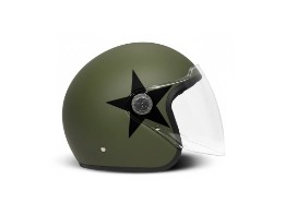 Casco da moto jet P1 Star Green, verde/nero opaco